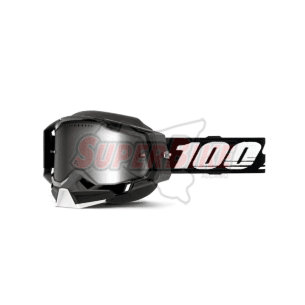 MASCHERA 100% RACECRAFT 2 BLACK LENTE A SPECCHIO ARGENTO